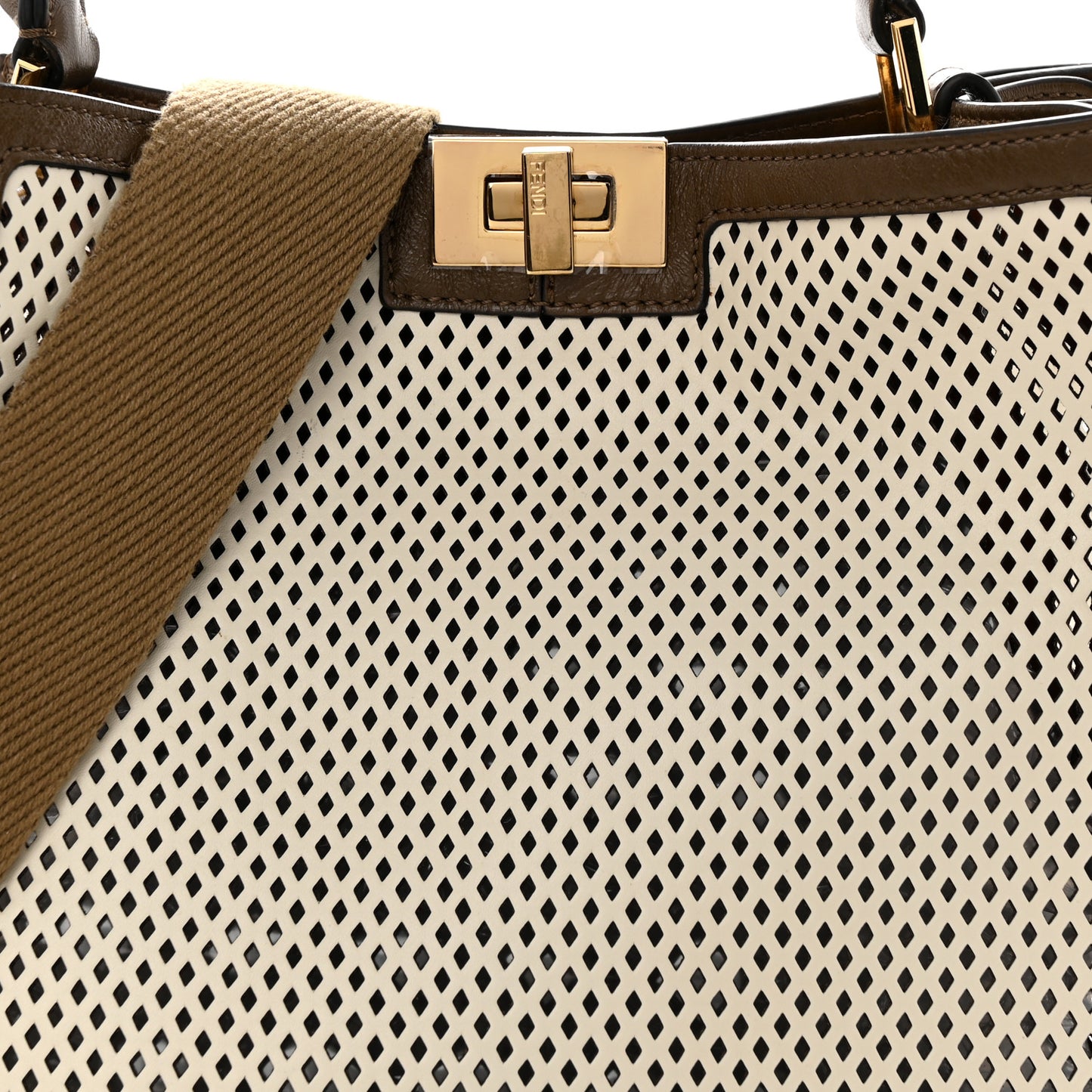 Vitello Liberty Glossy Lambskin Perforated Medium Peekaboo X-Lite White Ice Rust Maya