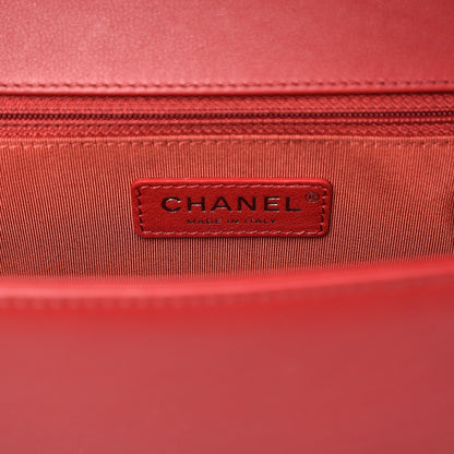 Chanel Calfskin Chevron Quilted New Medium Boy Flap Dark Red 4 of 6