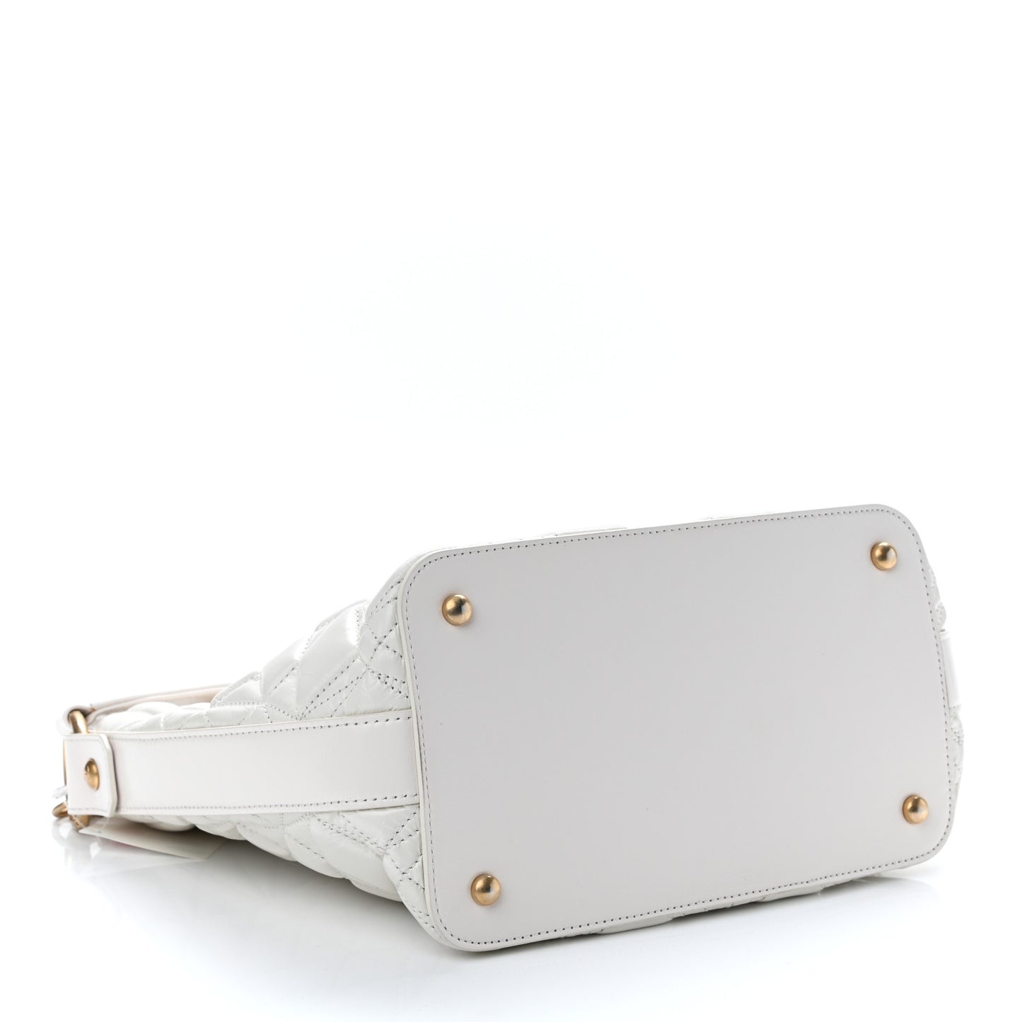 Glazed Calfskin Quilted State Of The Art Hobo White