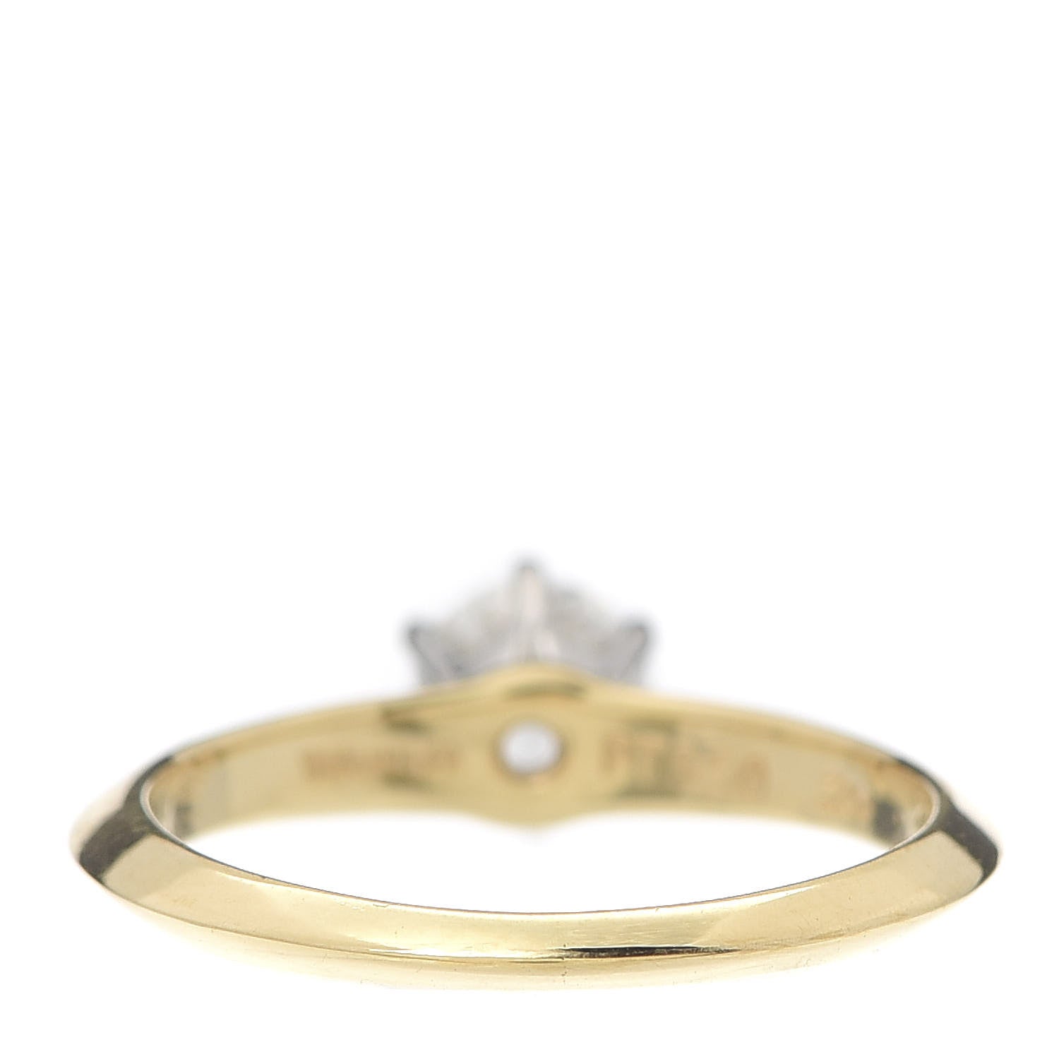Tiffany 18K Yellow Gold Platinum Diamond .45ct Solitaire Engagement Ring 48 4.5 3 of 5