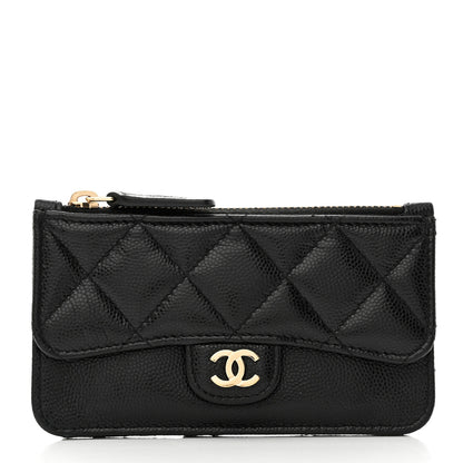 Chanel Caviar Quilted Flap Zip Card Holder Black 3 of 8