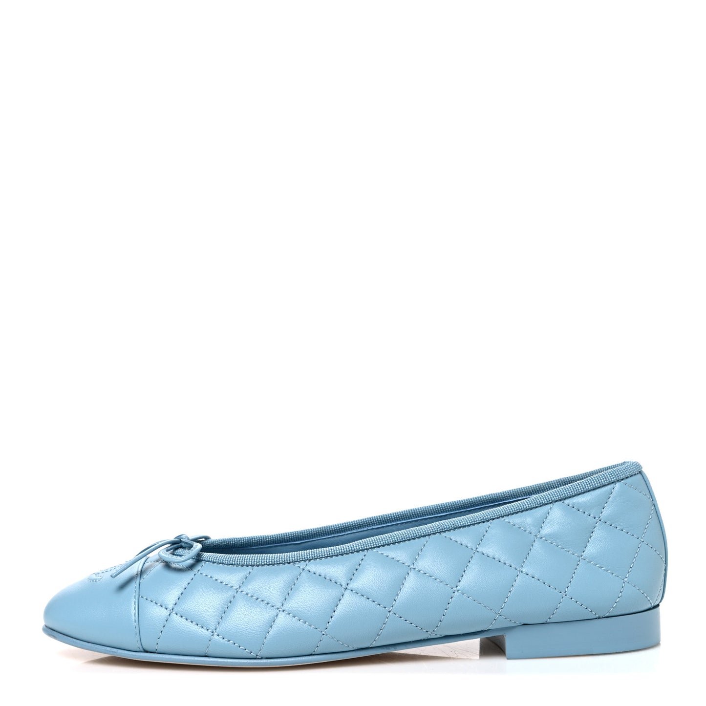 Lambskin Quilted CC Cap Toe Ballerina Flats 39.5 Blue
