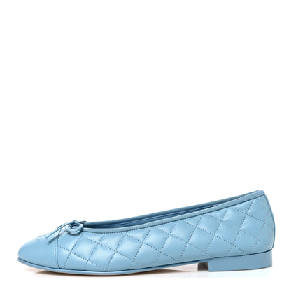 Chanel Lambskin Quilted CC Cap Toe Ballerina Flats 39.5 Blue 1 of 11