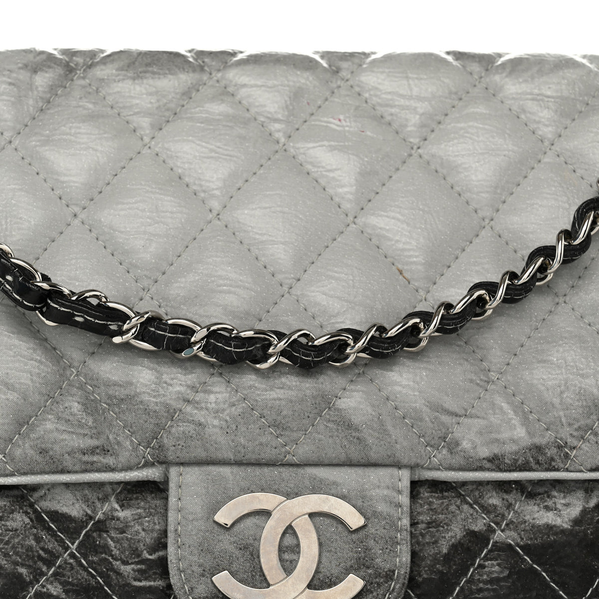 Vinyl Quilted Jumbo Melrose Degrade Flap Black