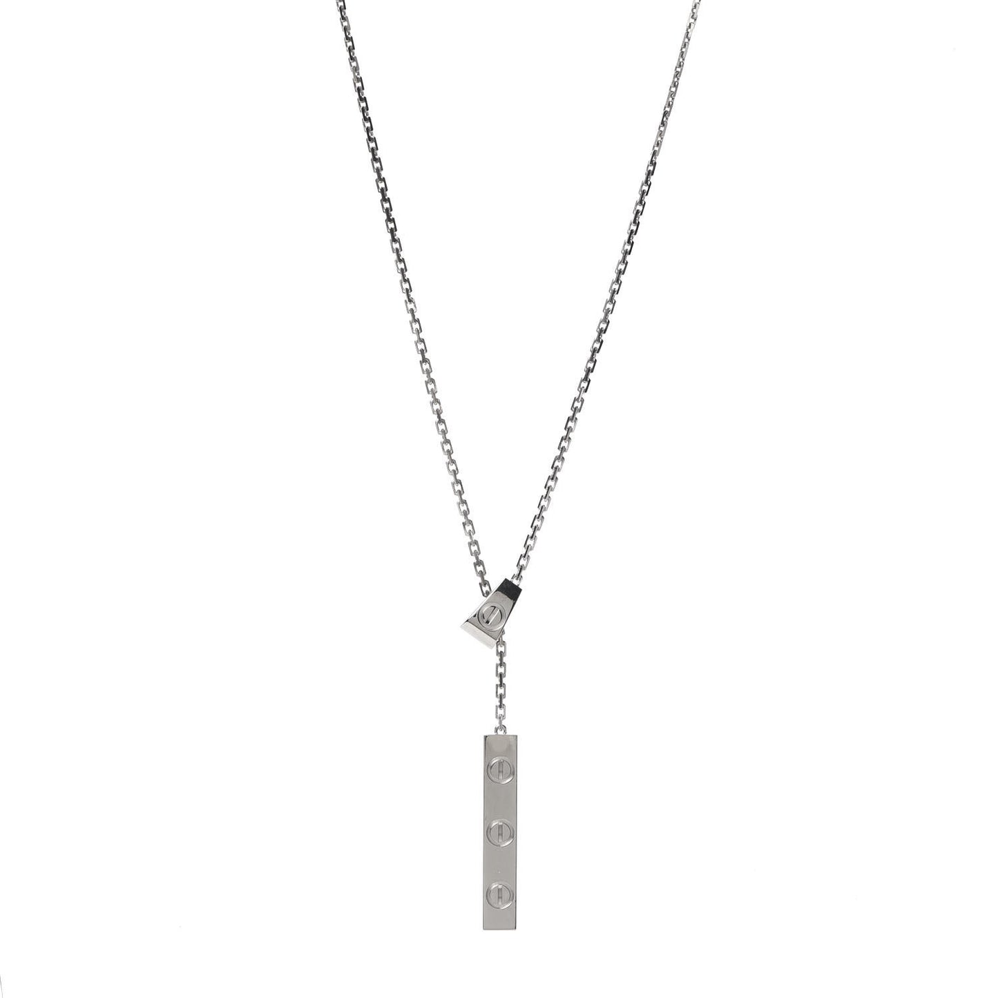 18K White Gold LOVE Lariat Necklace