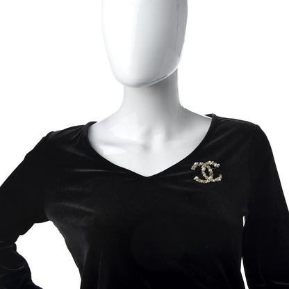 Chanel Crystal Pearl CC Charms Brooch Gold 2 of 4