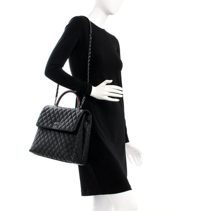 Chanel Caviar Lizard Quilted Large Coco Handle Flap Black 2 of 8