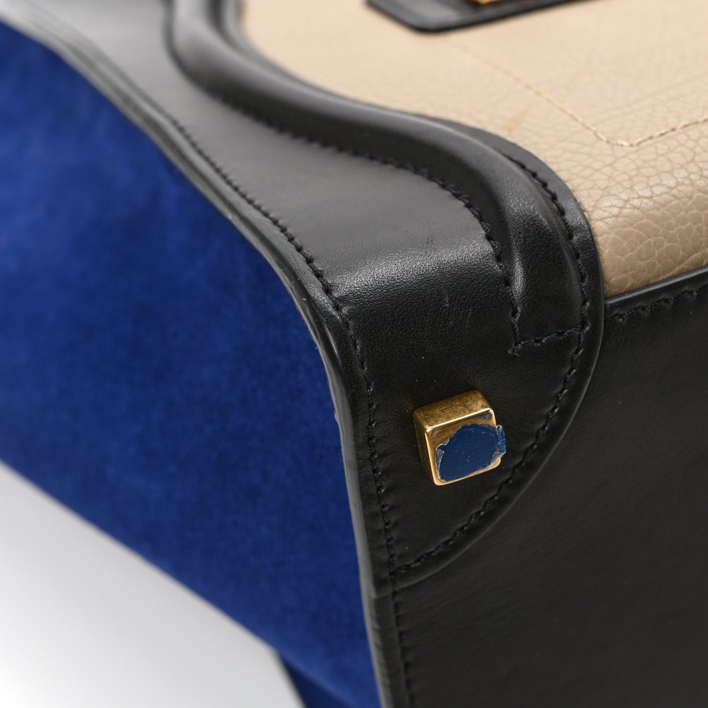 Elephant Calfskin Suede Micro Tri-Color Luggage Sand