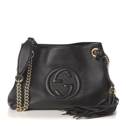 Gucci Pebbled Calfskin Small Soho Chain Shoulder Bag Black 1 of 9