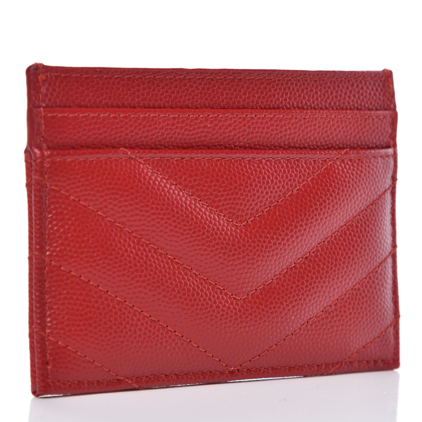 Grain De Poudre Matelasse Chevron Monogram Credit Card Case New Red