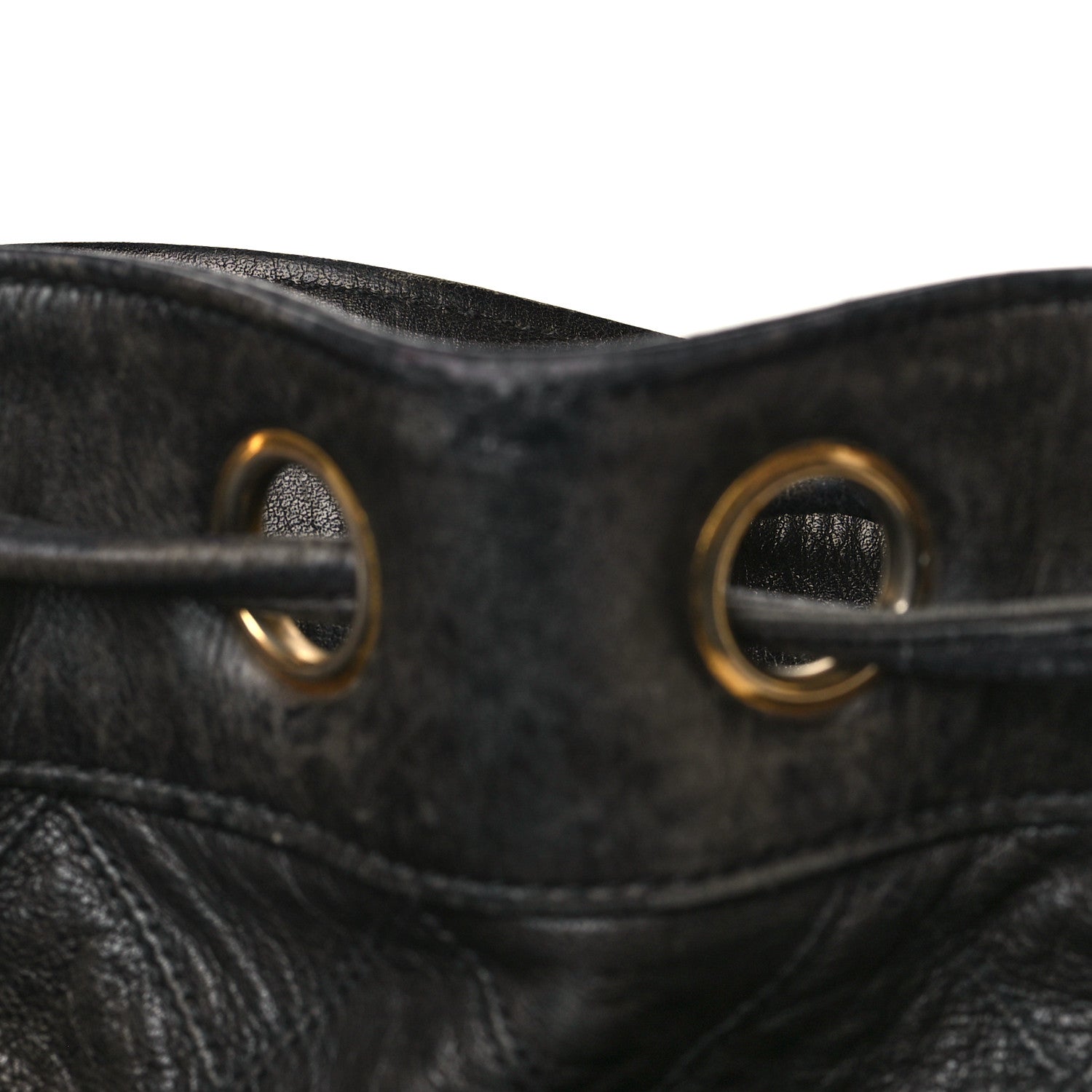 Chanel Lambskin Diamond Stitched CC Drawstring Shoulder Bag Black 12 of 13