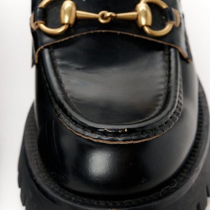Gucci Cordovan Lux Womens Harald Horsebit 25mm Platform Loafers 39.5 Black 12 of 13