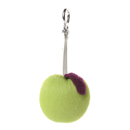 Fendi Calf Hair Shearling Apple Bag Charm Green Multicolor 2 of 3