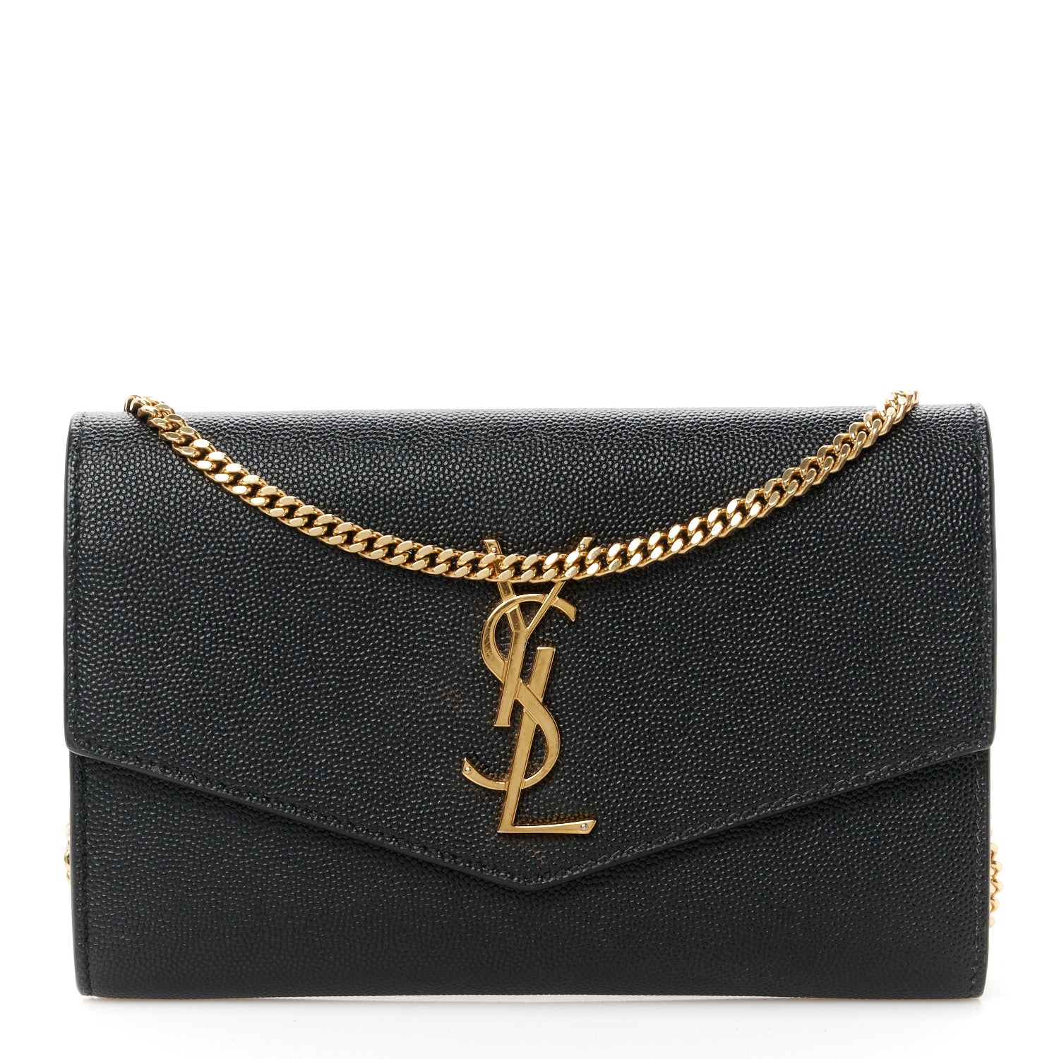 Saint Laurent Grain De Poudre Uptown Chain Wallet Black 1 of 11