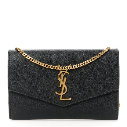 Saint Laurent Grain De Poudre Uptown Chain Wallet Black 1 of 11