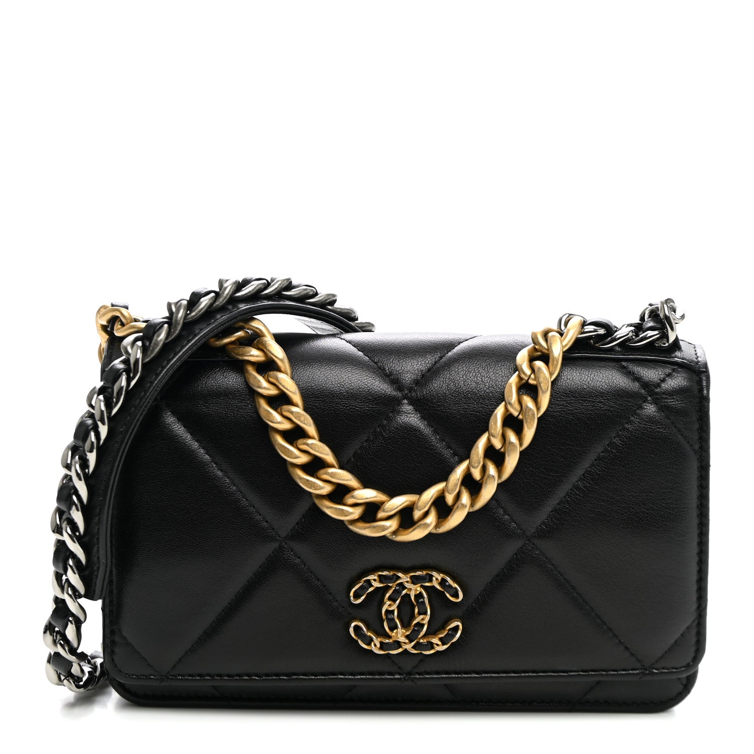 Chanel Lambskin Quilted Chanel 19 Wallet On Chain WOC Black 1 of 12