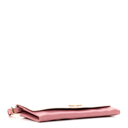 Miu Miu Goatskin Madras Bi-Color Wallet On Chain White Pink 4 of 12