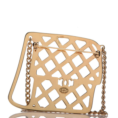 Chanel Crystal Flap Bag Brooch Black Gold 3 of 4
