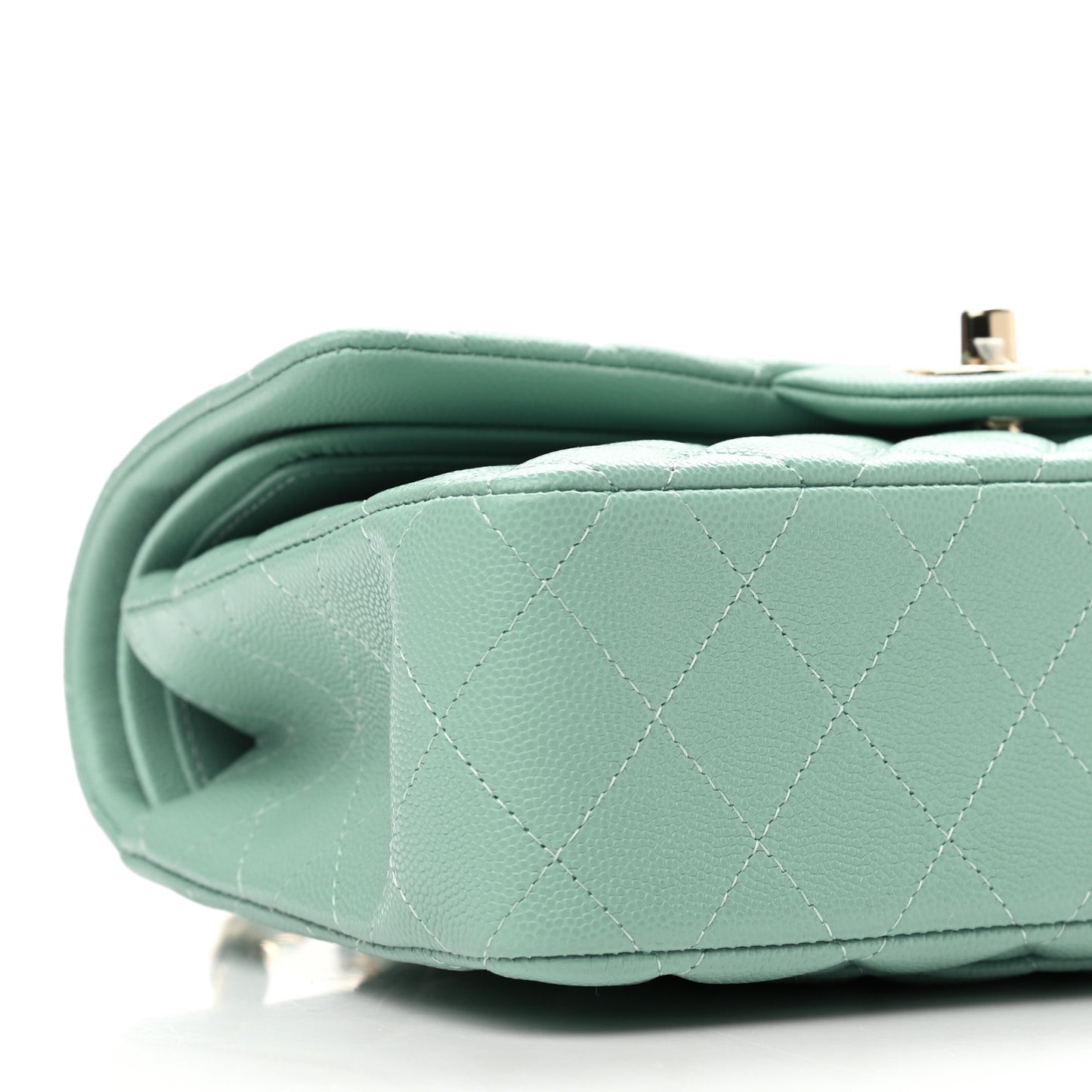 Caviar Quilted Small Double Flap Light Blue