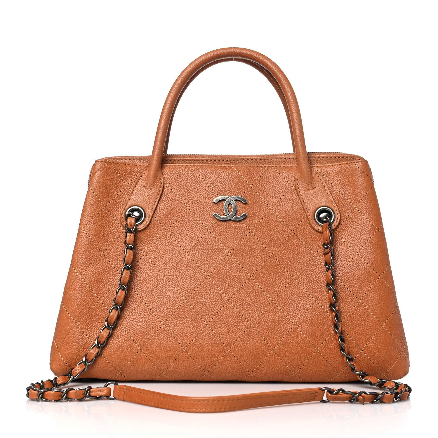 Chanel Grained Vegetal Calfskin Small Urban Shopping Tote Camel 1 of 12