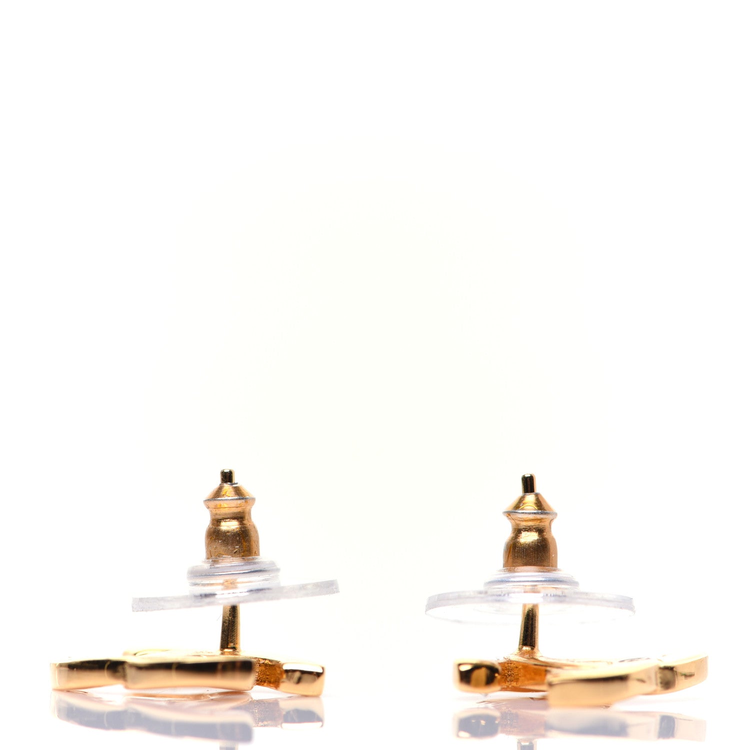 Chanel Metal CC Paris Button Stud Earrings Gold 4 of 9