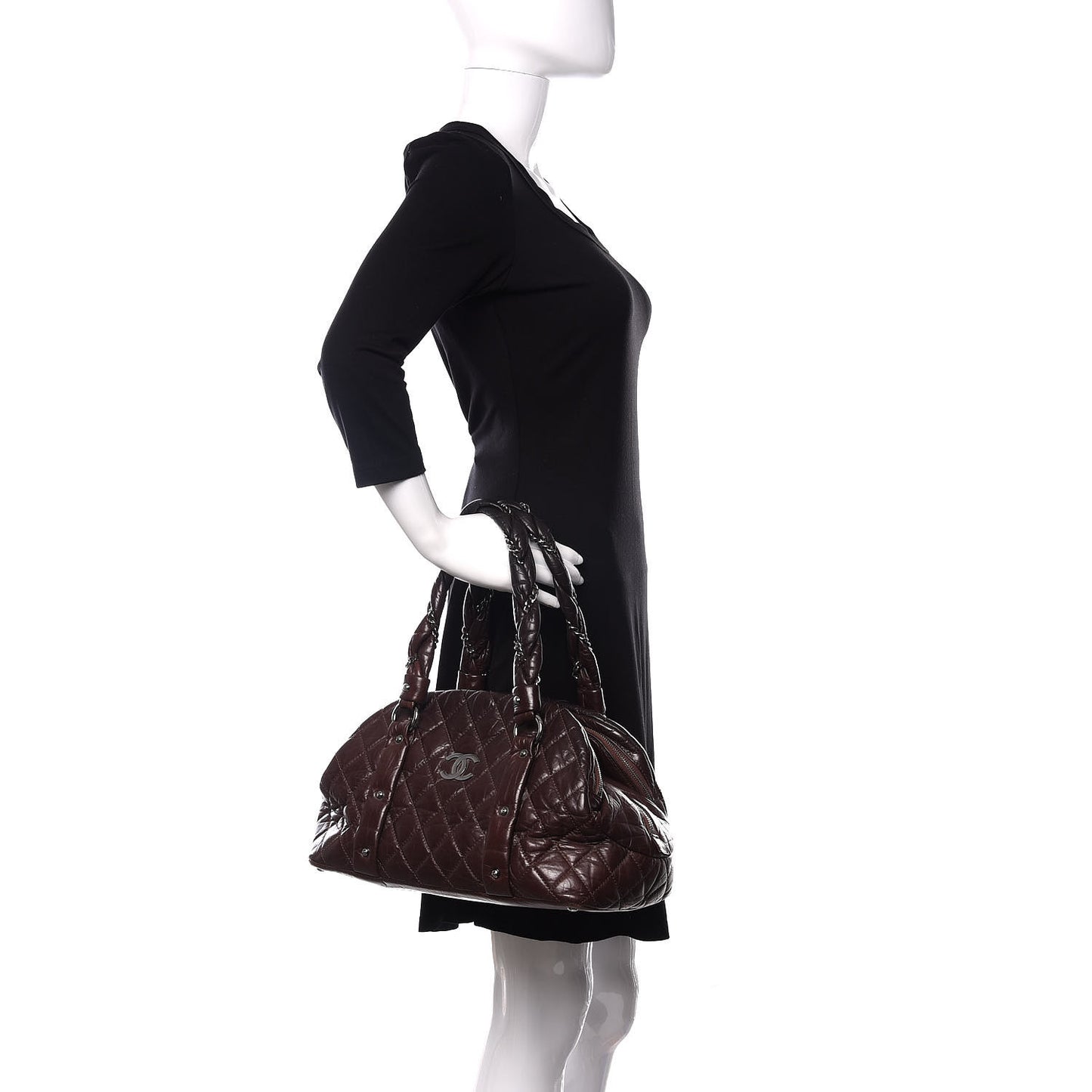 Distressed Lambskin Vintage Ligne Lady Braid Tote Brown