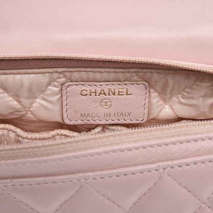 Chanel Lambskin Quilted Flap Cosmetic Case Light Pink 6 of 12