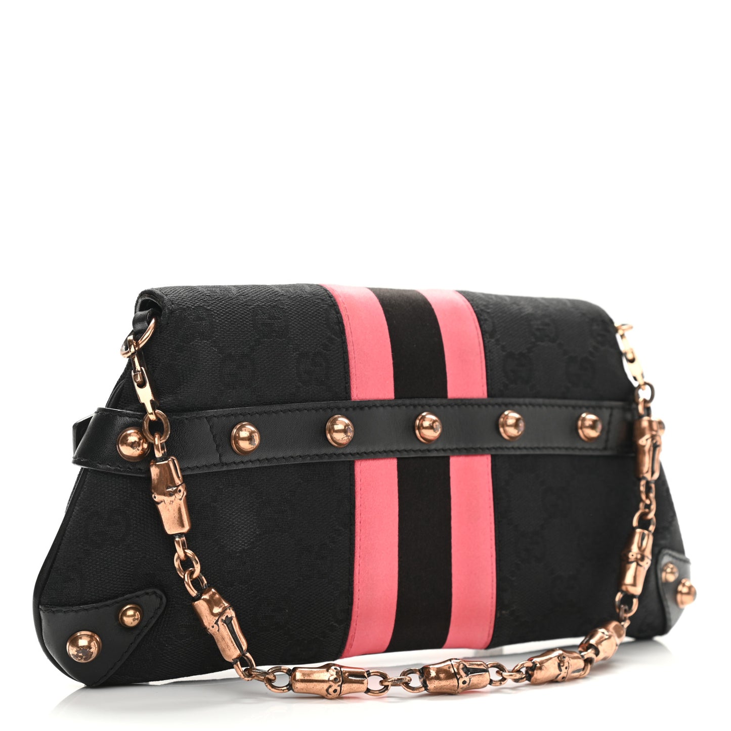 Monogram Horsebit Web Clutch Black