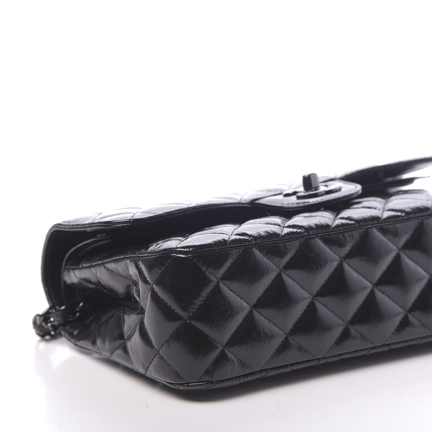 Shiny Crumpled Calfskin Quilted Small Incognito Double Flap