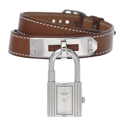 Hermes Stainless Steel Barenia 20mm Kelly Cadena Double Tour Quartz Watch Fauve 1 of 6
