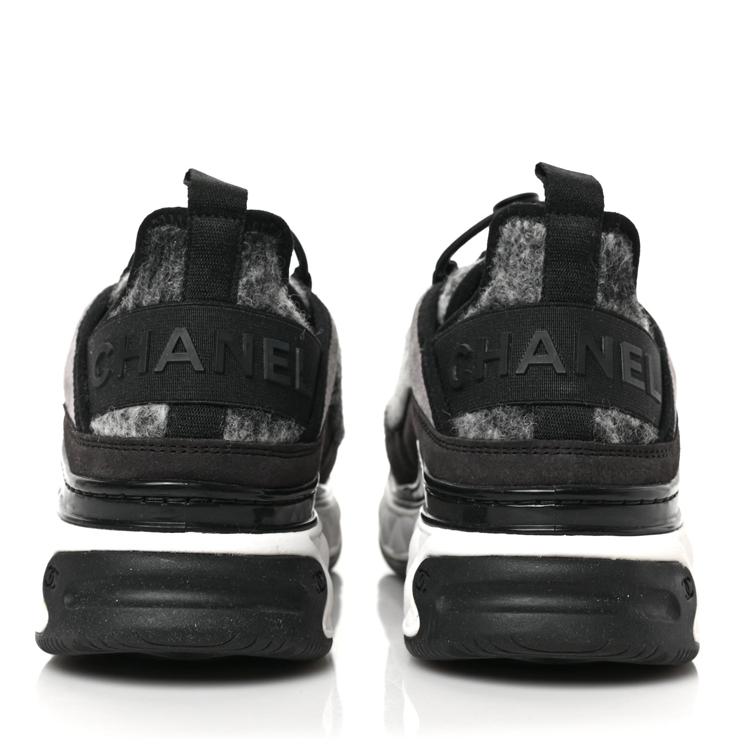 Chanel Fabric Suede Calfskin CC Sneakers 38 Grey 5 of 9