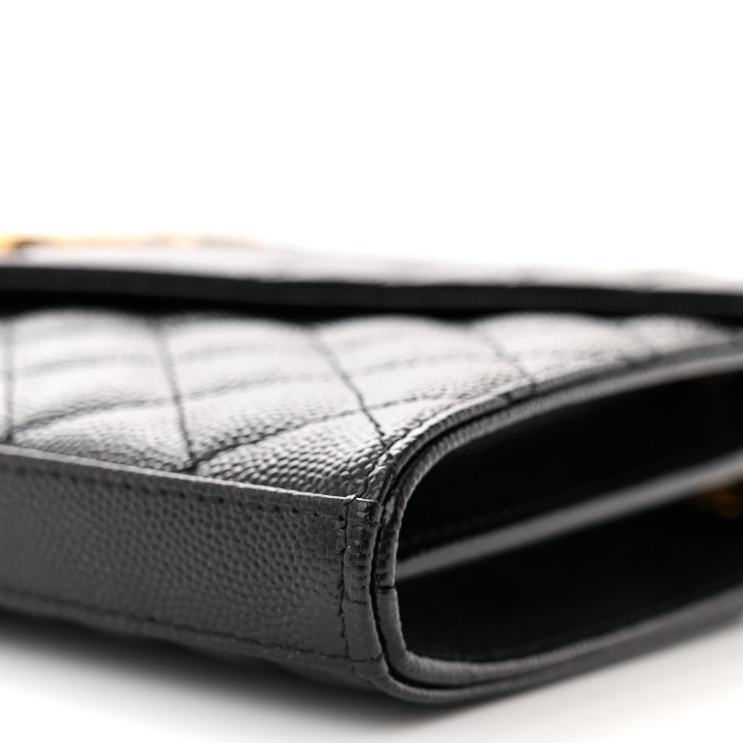 Grain De Poudre Mixed Matelasse Triquilt Monogram Chain Wallet Black