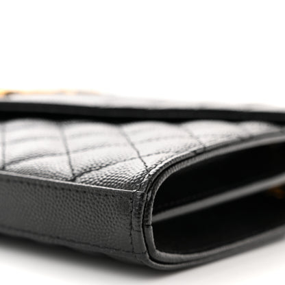 Saint Laurent Grain De Poudre Mixed Matelasse Triquilt Monogram Chain Wallet Black 10 of 11