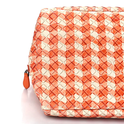 Bottega Veneta Nappa Intrecciato Gingham Boston White Orange 7 of 8
