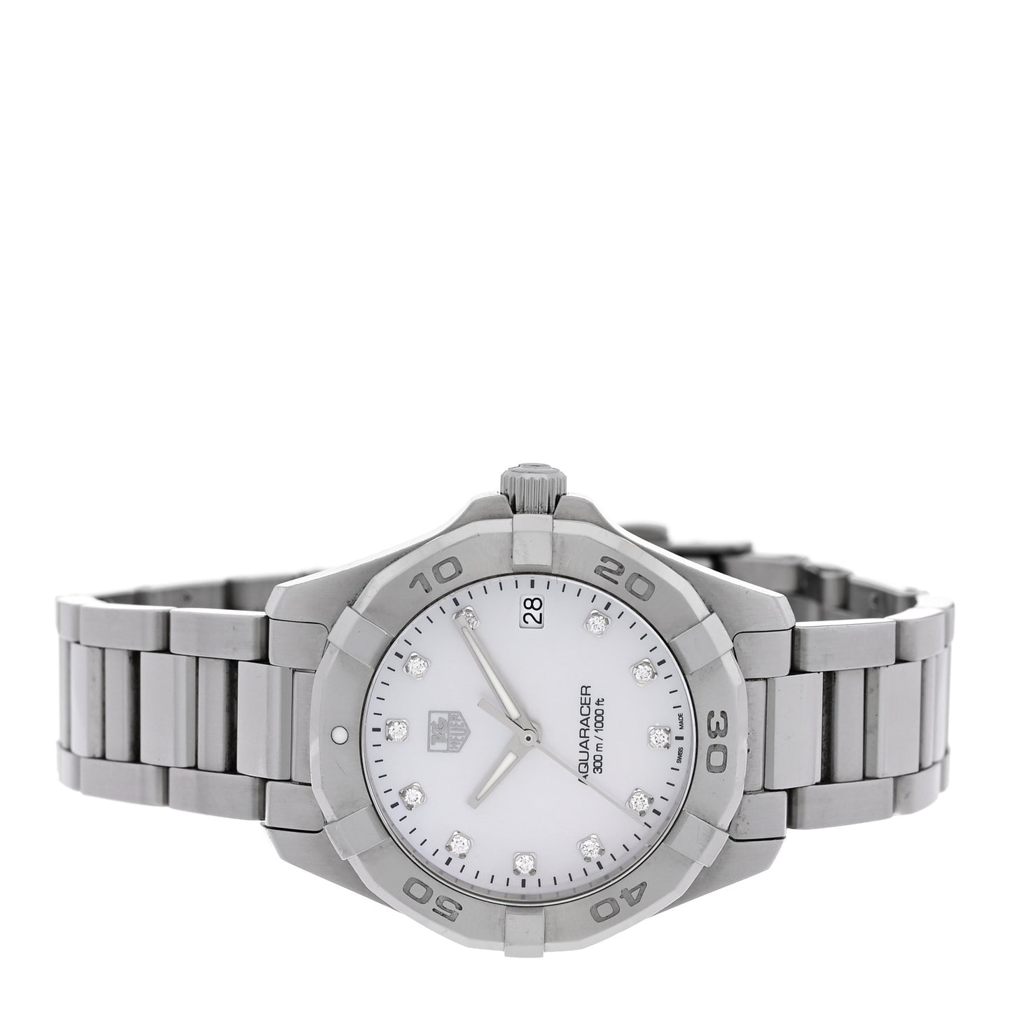 Stainless Steel Diamond Mother of Pearl 33mm Aquaracer Lady Quartz Watch WAF1313