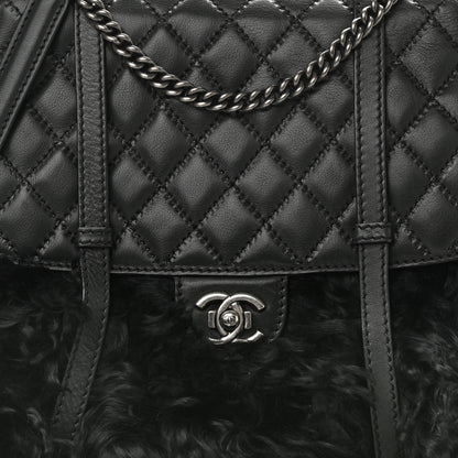 Chanel Lambskin Quilted Fur Paris Dallas Double Flap Bag Black 9 of 13