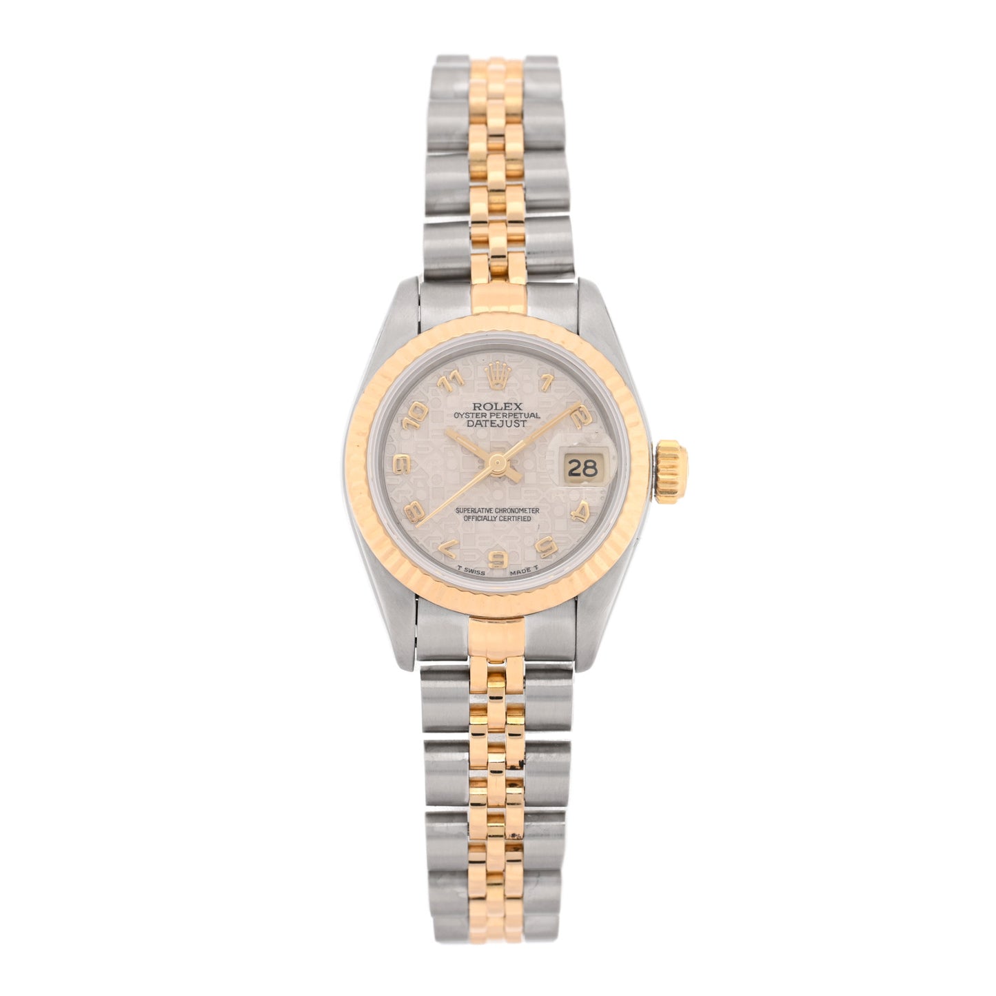 Stainless Steel 18K Yellow Gold 26mm Oyster Perpetual Datejust Watch Ivory Jubilee 69173