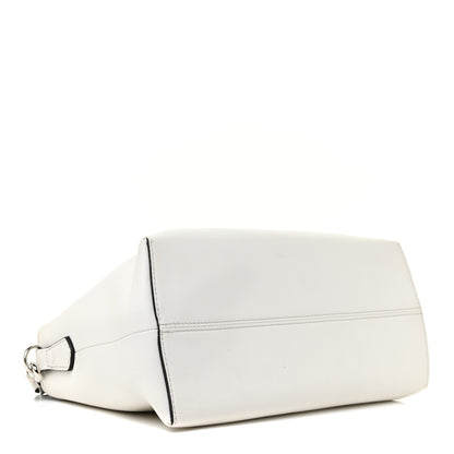 Fendi Vitello Dolce Bi-Color FF 1974 Embossed Medium By The Way Boston Bag White Ice Maya Black 4 of 13
