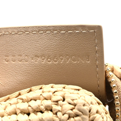 Saint Laurent Raffia Jaime Cube Charm Keychain Natural Beige 6 of 7