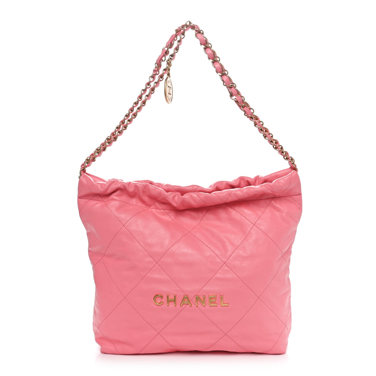 Chanel Shiny Calfskin Quilted Small Chanel 22 Coral Pink 1 of 11