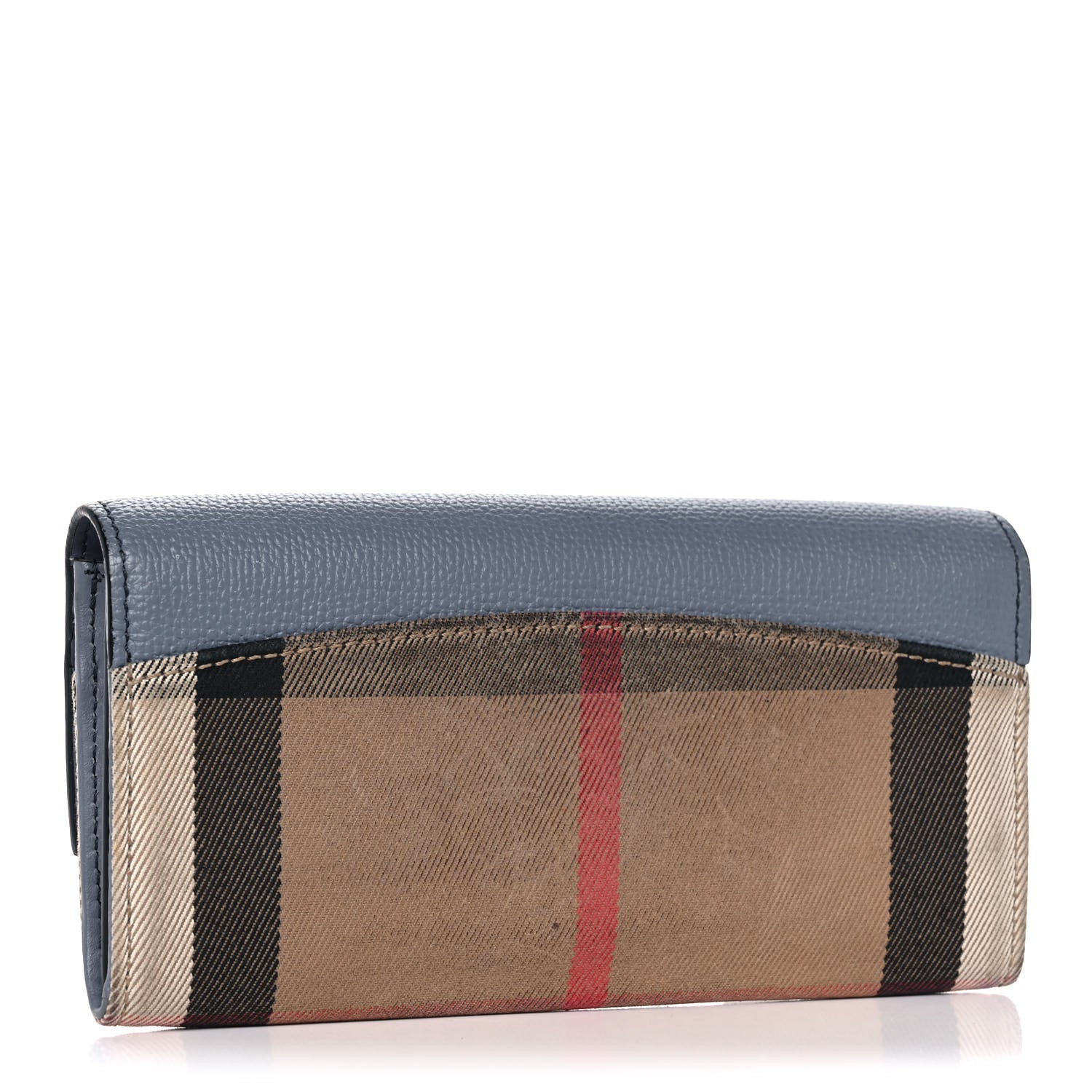Burberry Calfskin House Check Porter Continental Wallet Slate Blue 3 of 13
