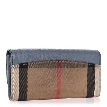 Burberry Calfskin House Check Porter Continental Wallet Slate Blue 3 of 13