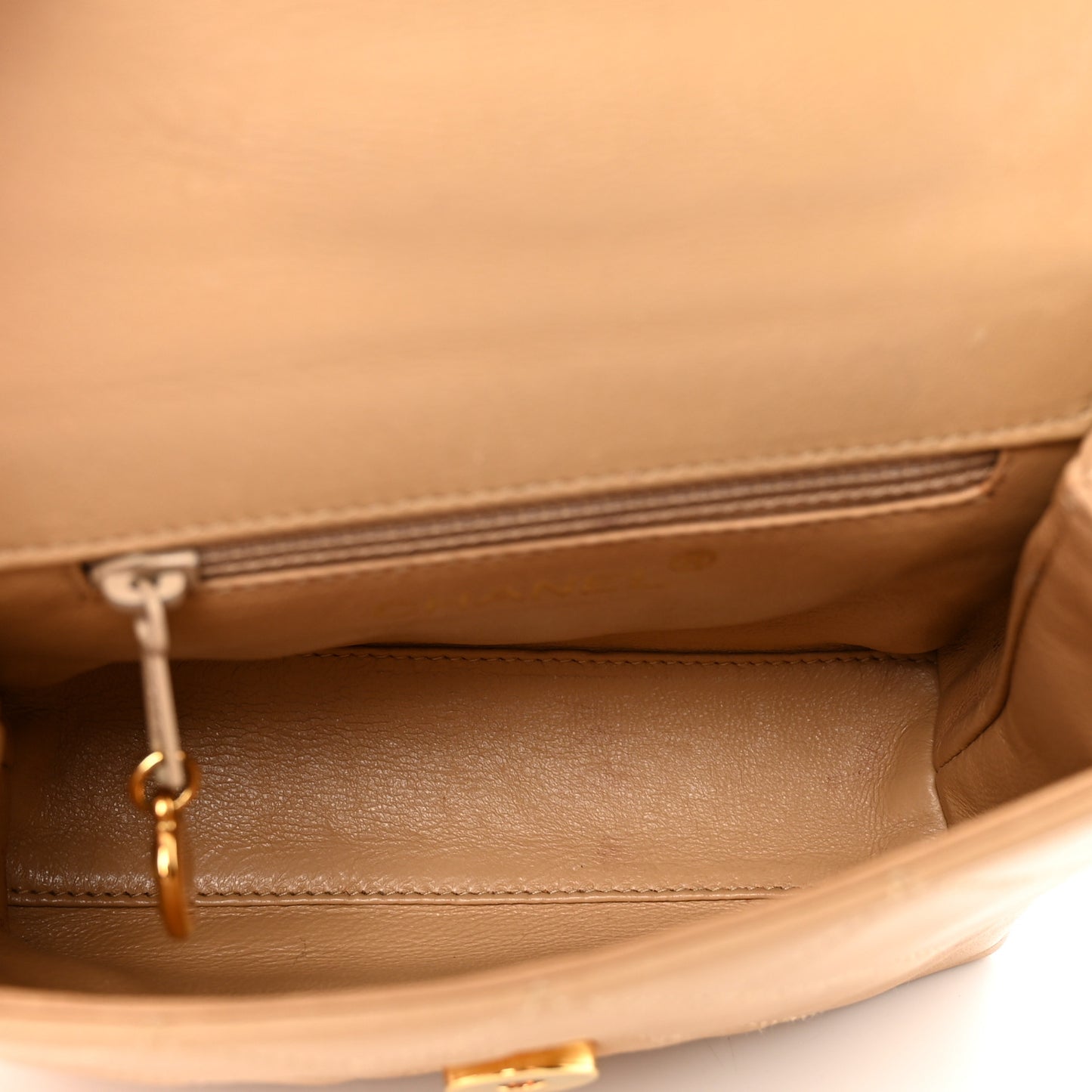 Lambskin Quilted Mini Camellia Flap Beige