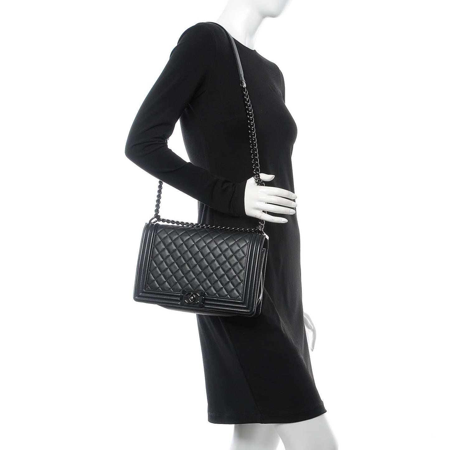 Calfskin Quilted New Medium Boy Flap So Black