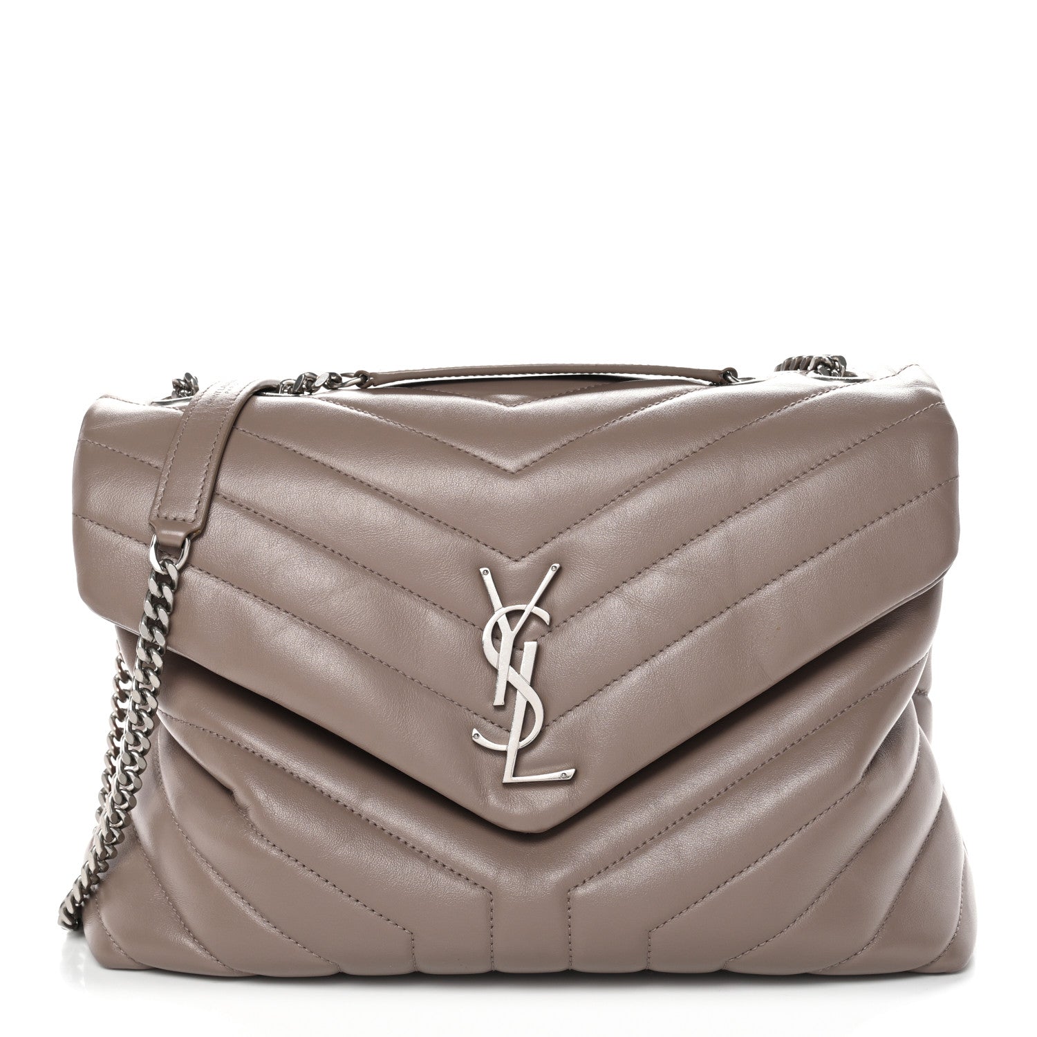 Saint Laurent Calfskin Y Quilted Monogram Medium Loulou Chain Satchel Mink 1 of 12