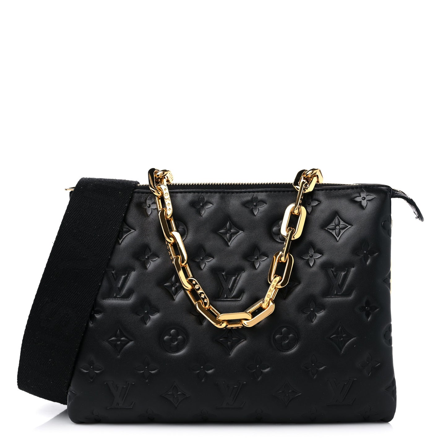 Lambskin Embossed Monogram Coussin PM Black