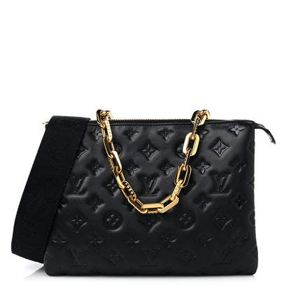 Louis Vuitton Lambskin Embossed Monogram Coussin PM Black 1 of 12