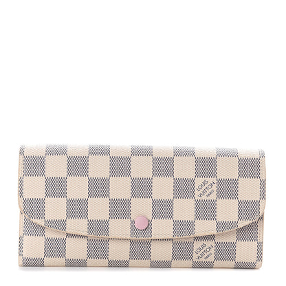 Louis Vuitton Damier Azur Emilie Wallet Rose Ballerine 1 of 5