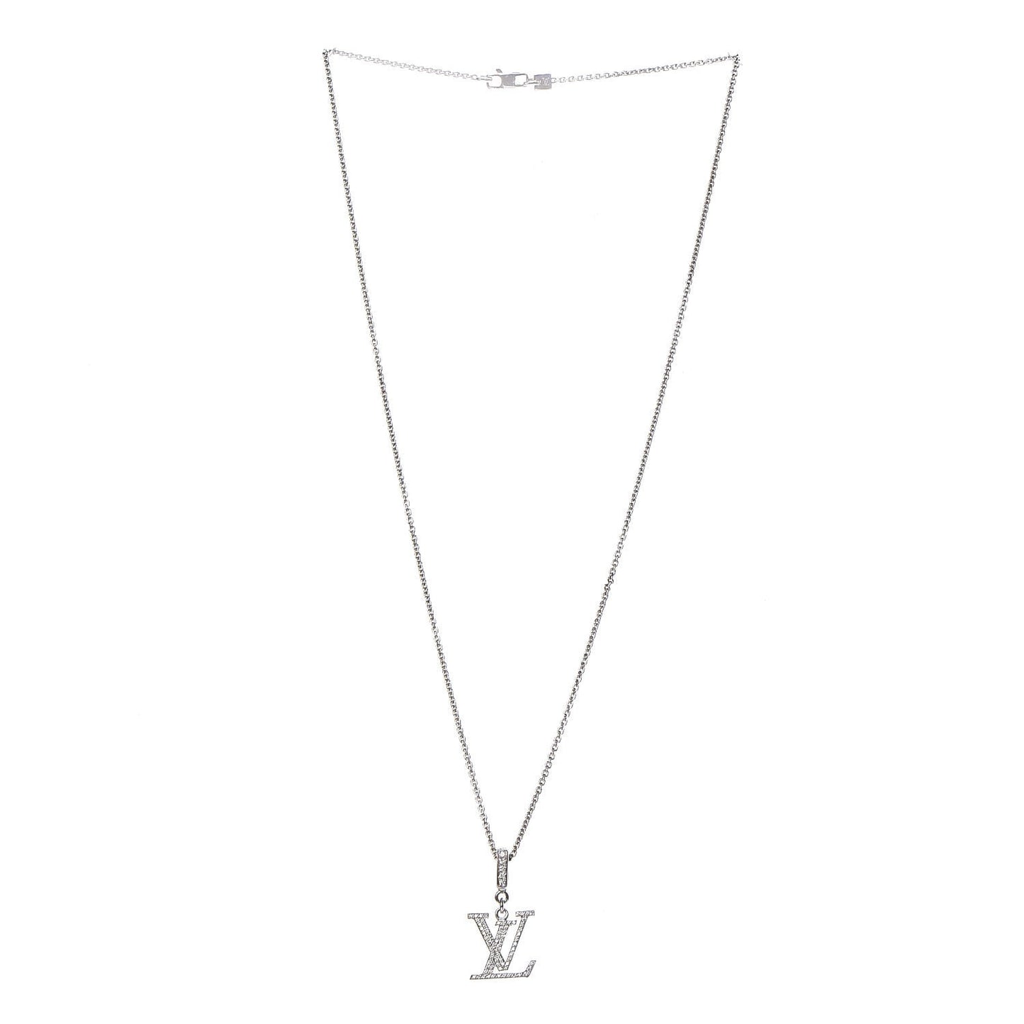 18K White Gold Diamond Logo Necklace
