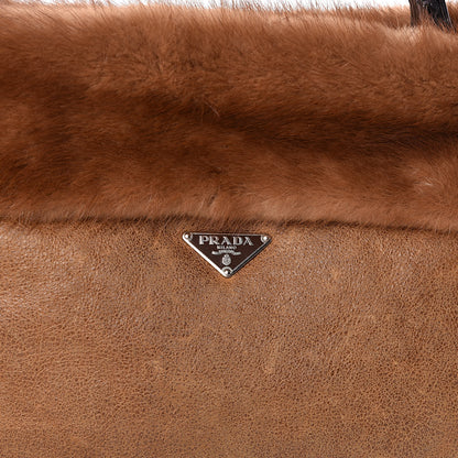 Prada Suede Shearling Mink Fur Crocodile Shoulder Bag Brown 11 of 11